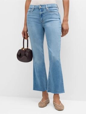 PAIGE Colette Crop Flare Denim Jean Raw Hem Women’s 25